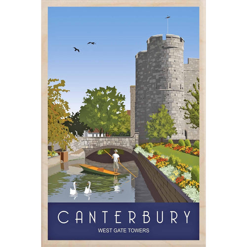West Gate Towers Canterbury Wooden Magnet