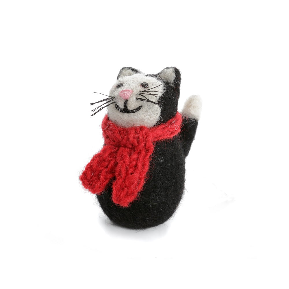 Black Cat with Scarf Hanging Felt Decoration