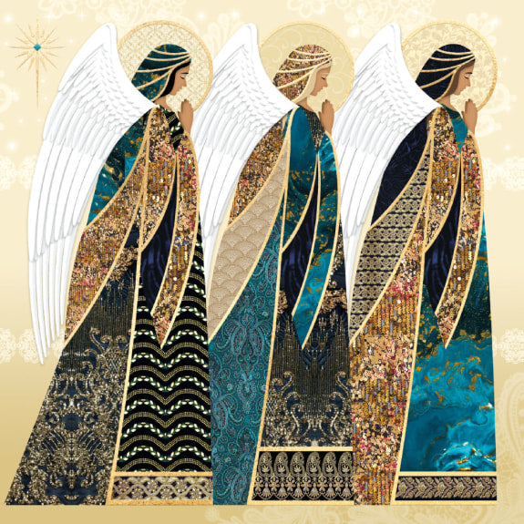 We are Macmillan Three Angels 5 Christmas Cards Pack