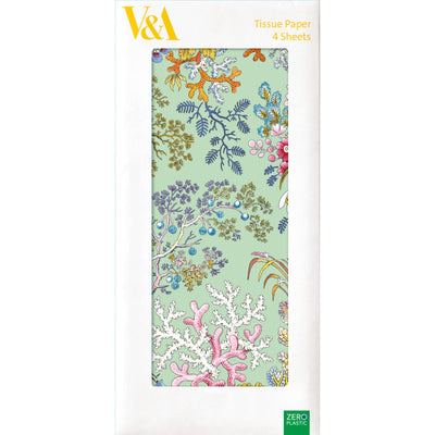 V&A Kilburn Coral Aqua Tissue Paper