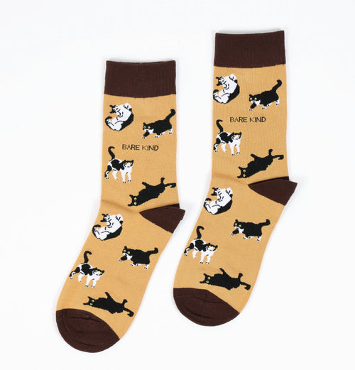 Cat Bamboo Socks – Brown