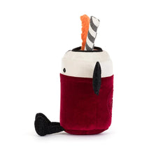 Jellycat Amuseables Vampop Drink – soft plush vampire drinks cup with a cheerful fanged face, around 16cm. Side view. 