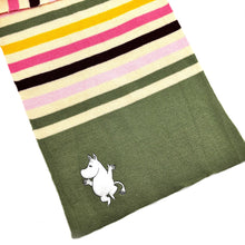 Moomin Stripy Scarf - embroidered Moomin patch detail