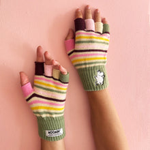 Moomin Stripy Fingerless Gloves - embroidery detail