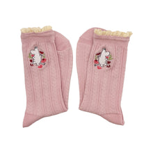 Moomin Pink Lace Socks - lace ankle frill