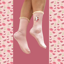 Moomin Pink Lace Socks - embroidery detail