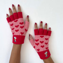 Peanuts Love Fingerless Gloves - embroidered design