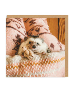 Hedgehog In Bed Square Greeting Card