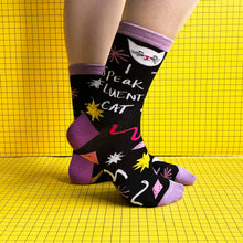 I Speak Fluent Cat Socks - cat face ankle detail