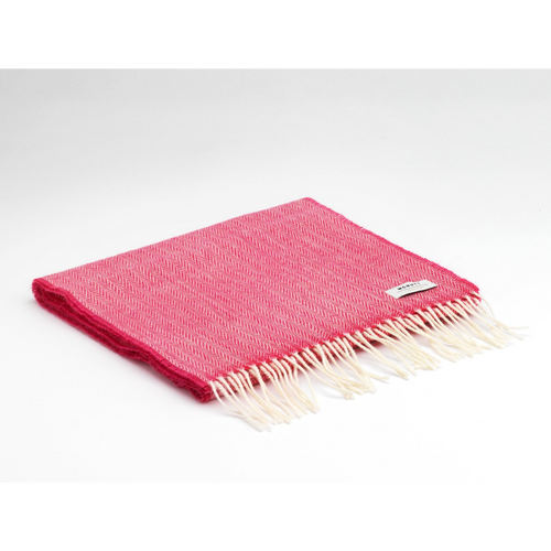 McNutt Merino Lambswool Scarf - Raspberry Rose Herringbone