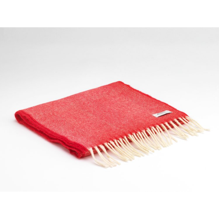 McNutt Merino Lambswool Scarf - Bright Red Herringbone