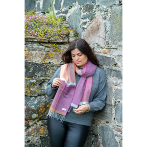 McNutt Merino Lambswool Scarf - Beetroot & Smoke Check