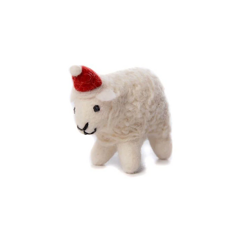 Sheep with Hat Hanging Felt Decoration