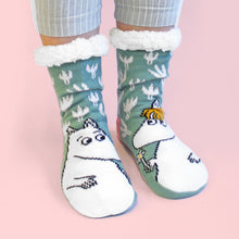Moomin Floral Slipper Socks - Moomin and Snorkmaiden toe detail