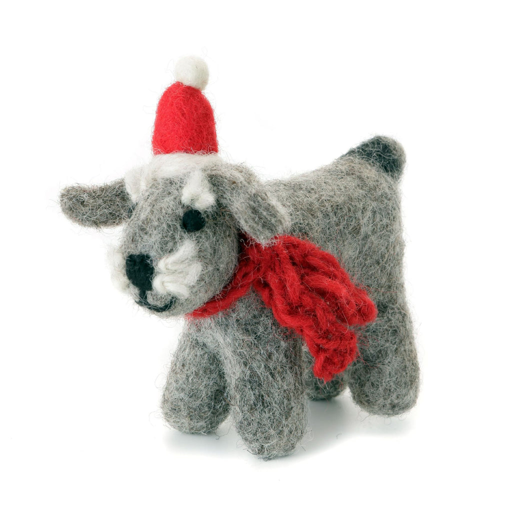 Schnauzer with Hat & Scarf Hanging Felt Decoration