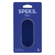 Speks Slabs Tab Groove Blue sensory sticker in its packaging