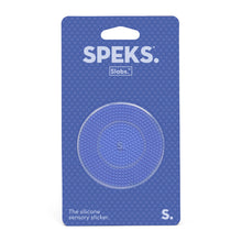 Speks Slabs Circle Static Blue sensory sticker in its packaging