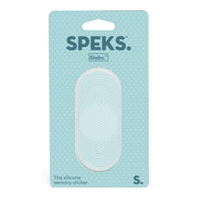 Speks Slabs Tab Static Teal sensory sticker in its packaging