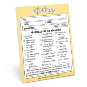 Apology Nifty Note Pad from Abrams & Chronicle