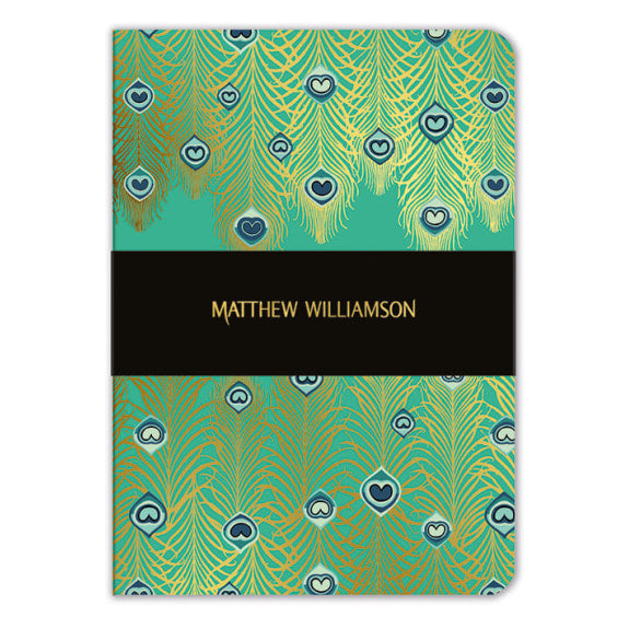 A5 Luxury Notebook - Matthew Williamson Jade Peacock Heart