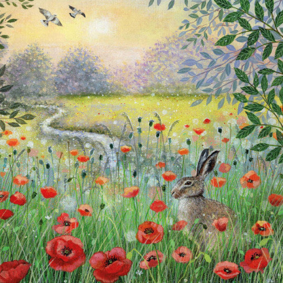 Coast & Country Card - Hare & Poppies
