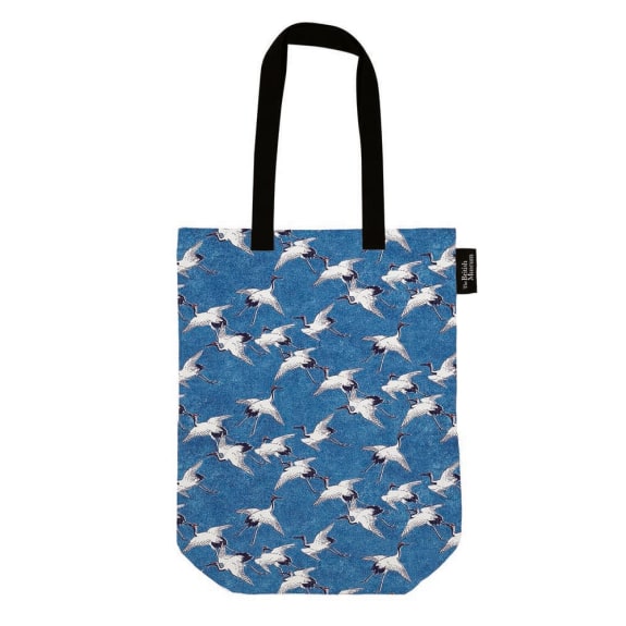 Organic Canvas Cotton Tote Bag - British Museum Cranes in Flight