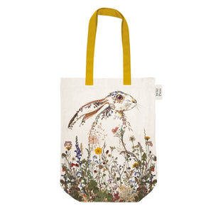 Organic Canvas Cotton Tote Bag - Wild Press Wildflower Hare