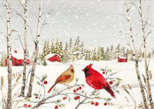 Deluxe Boxed 20 Christmas Cards Cardinals in Winter