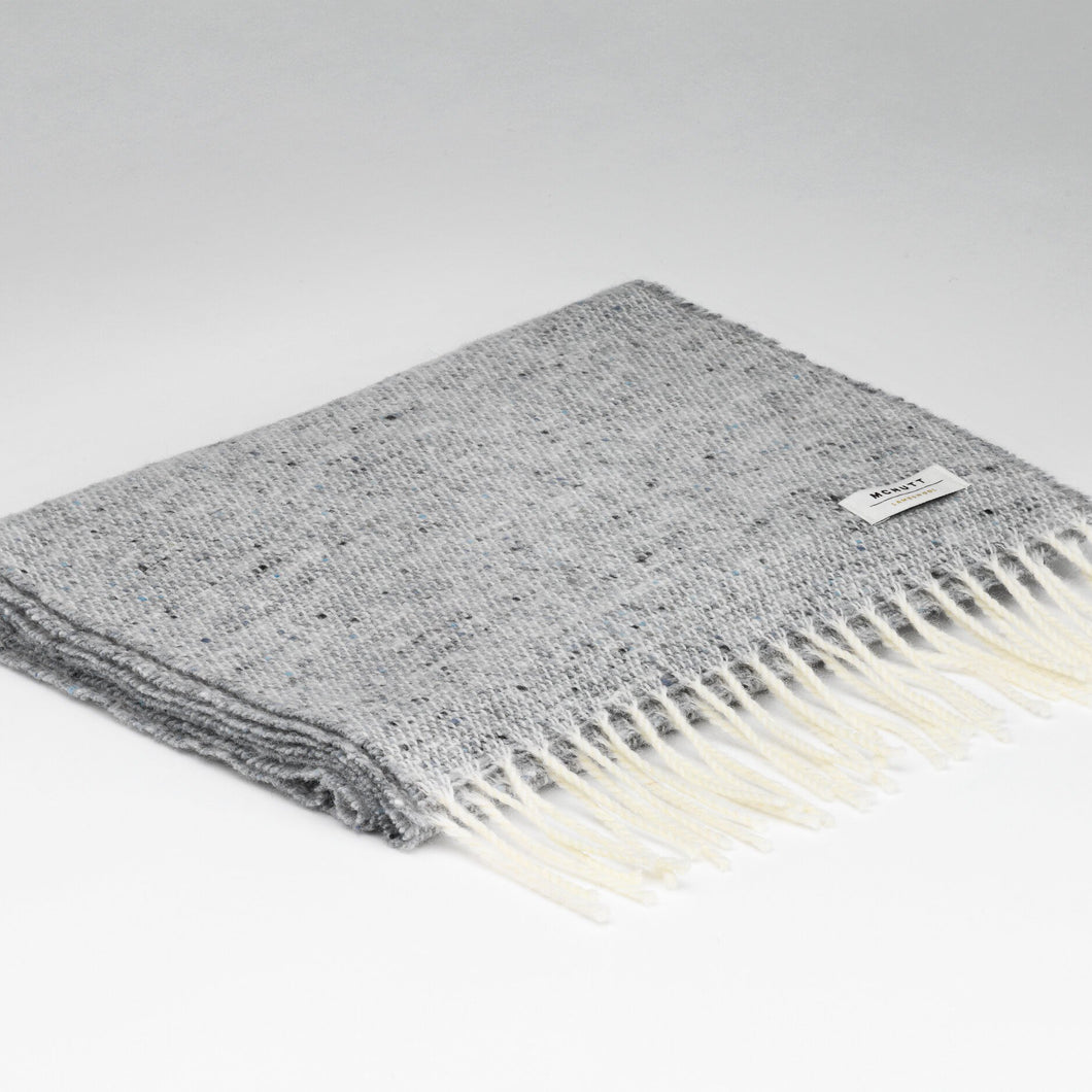 Merino Lambswool Scarf - Light Grey Tweed