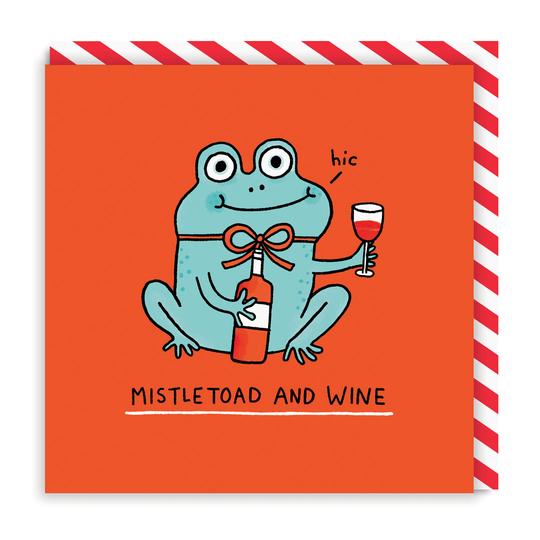 Mistletoad and Wine Christmas Card