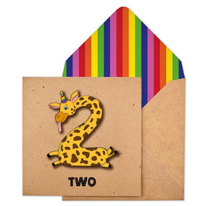 Age 2 Giraffe 3D Card