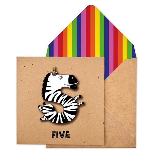 Age 5 Zebra 3D Card