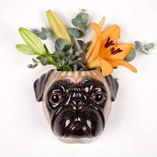 Fawn Pug Wall Vase Small