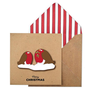 Festive Robins 3D Christmas Card