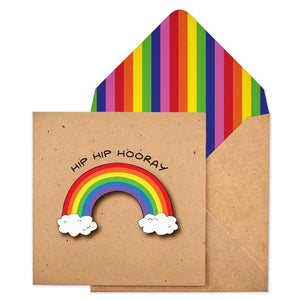 Hip Hip Hooray Rainbow 3D Card