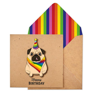 Pride Pug 3D Birthday Card