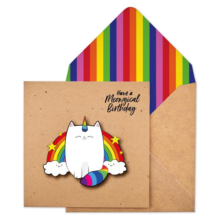 Caticorn Meowgical 3D Birthday Card