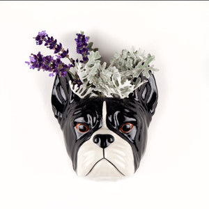 French Bulldog Black & White Wall Vase Small
