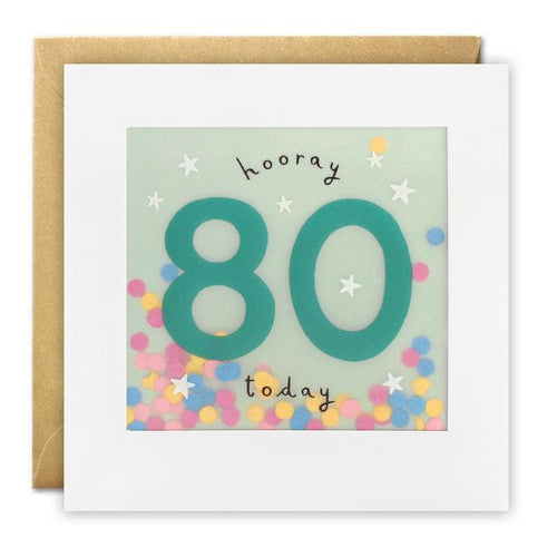 Age 80 Birthday Paper Shakies Card