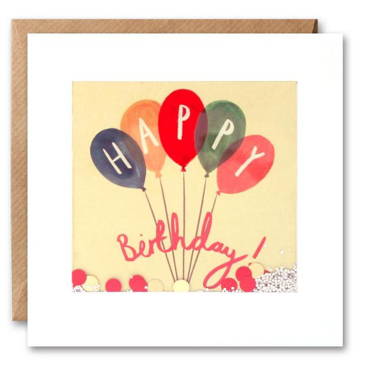 Happy Birthday Colourful Balloons Shakies Card