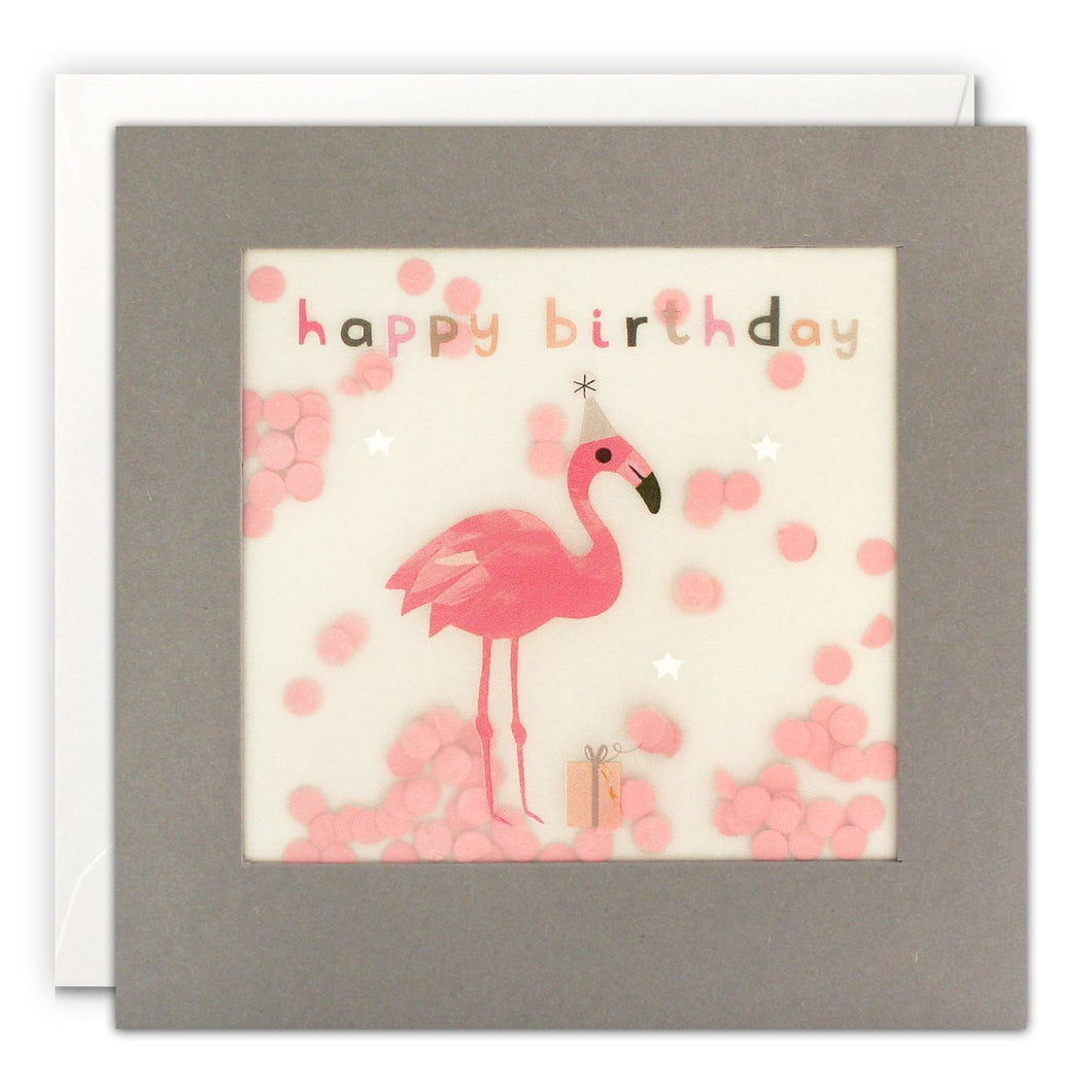 Birthday Flamingo Paper Shakies Card