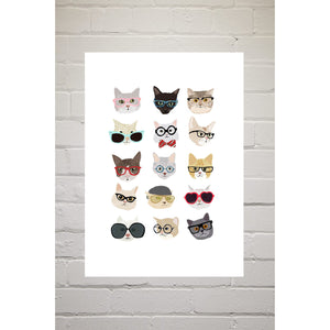 A3 Print - Cats in Glasses