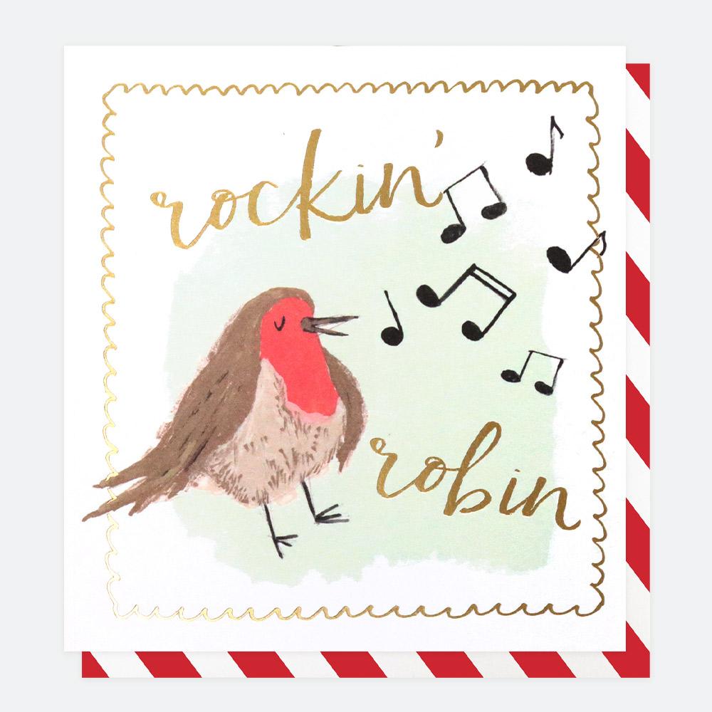 Caroline Gardner Painted Rockin Robin Charity Christmas Card 8 Pack