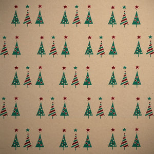 Festive Trees Bio Glitter Christmas Kraft 2M Roll Wrap
