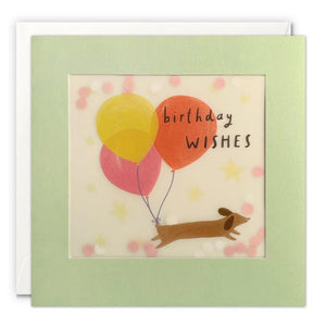 Dachshund and Balloons Paper Shakies Card