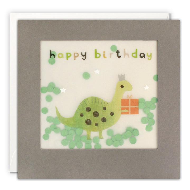 Dinosaur with Present Birthday Paper Shakies Card