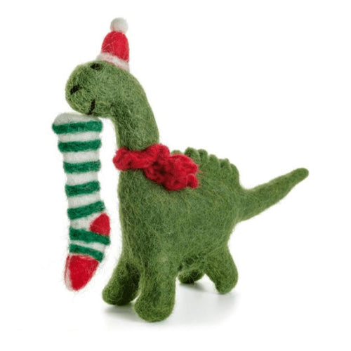 Diplodocus with Stocking Hanging Felt Decoration