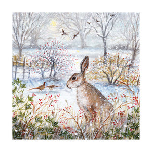 Fayre Frosty Mornings & Hare Christmas Cards 8 Pack