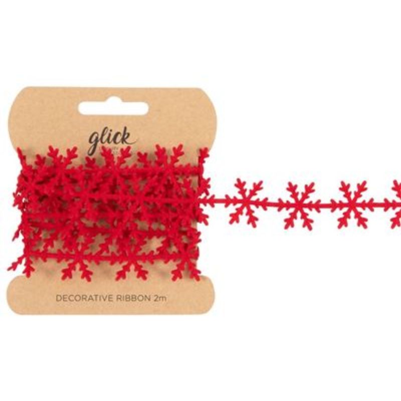 Gift Dressing 2M Red Snowflakes Ribbon