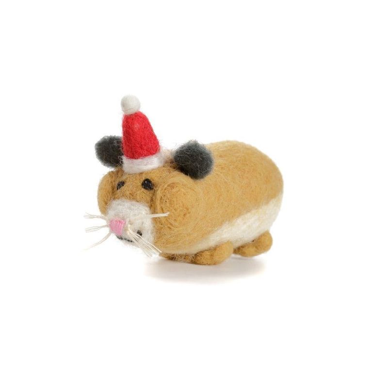 Hamster with Hat Hanging Felt Decoration